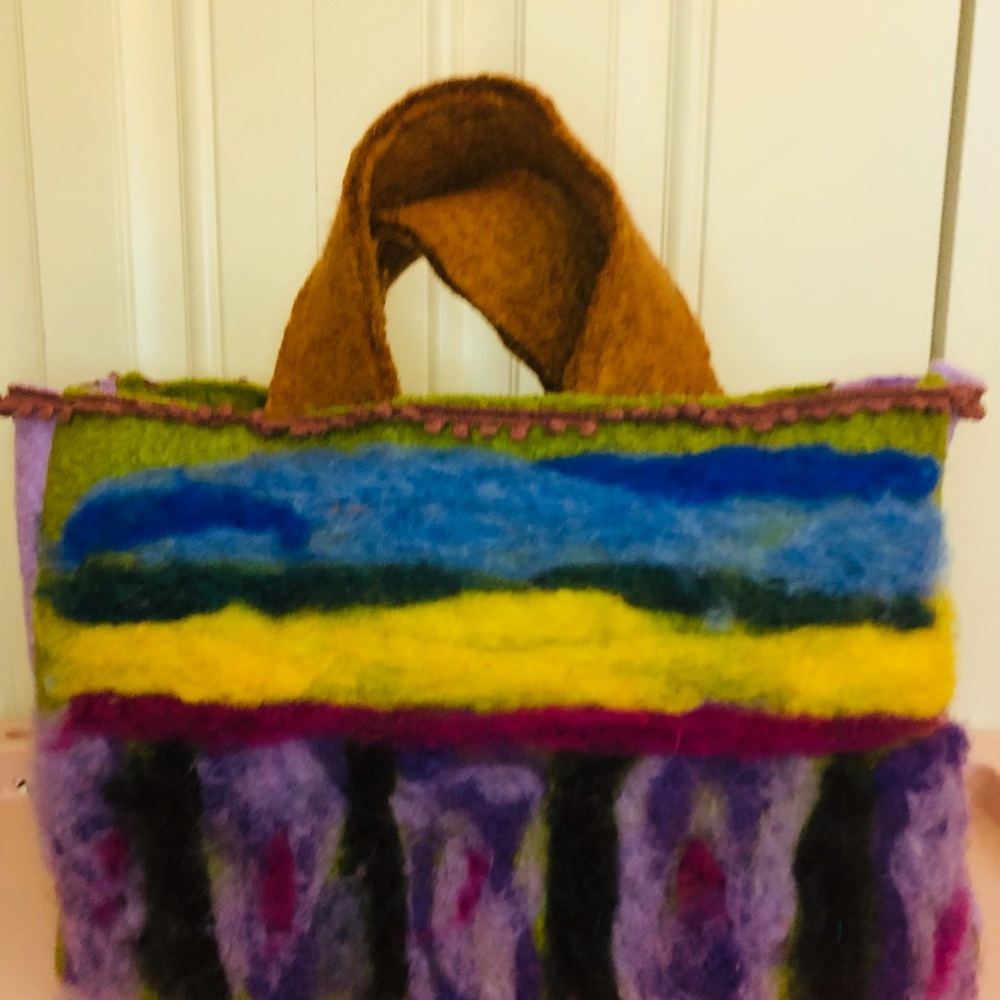 Handmade wool felted handbags.